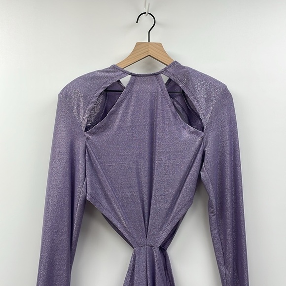 Bronx and Banco Amara Cut-Out Slit Gown Maxi Dress Formal Metallic Purple 12 - Picture 8 of 14